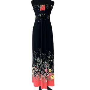 Vintage Ruby Rox Bandeau strapless maxi long floral whimsigoth fairy grunge M